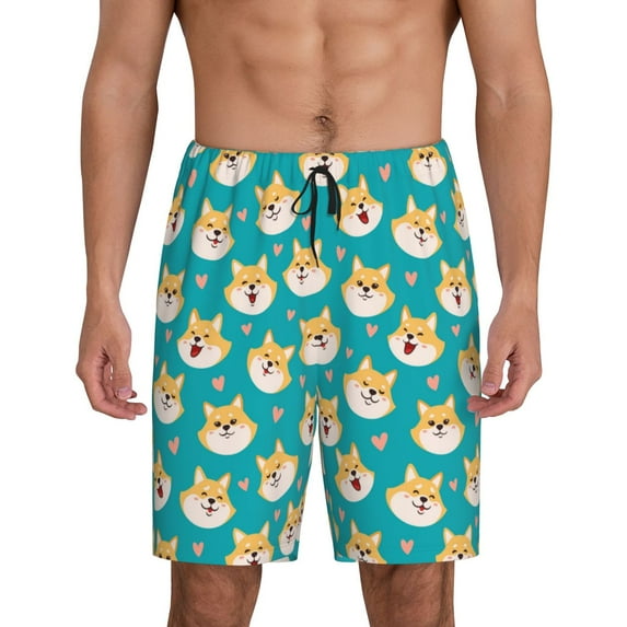 Kdxio Cute Shiba1 Print Mens Sleep Shorts Bottoms Soft Comfy Pajama Wear Pants with Drawstring Pockets