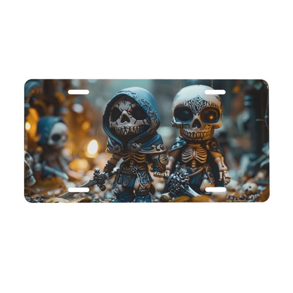 Kdxio Cute Skeletons Figurines License Plate Car Front License Plate Car Decoration Car Accessories Front Tag Plate Standard Size