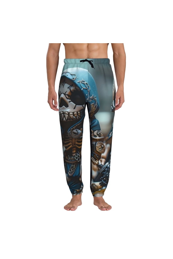 Cute Skeletons Figurines Pattern Joggers,Sweatpants for Men with Pockets-3X-Large