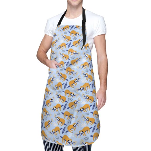 Kdxio Cute Sloth Apron with Pockets Adjustable Kitchen Aprons for Men Women Waterproof Aprons for Cooking,Drawing,Crafting, Baking Household Cleaning