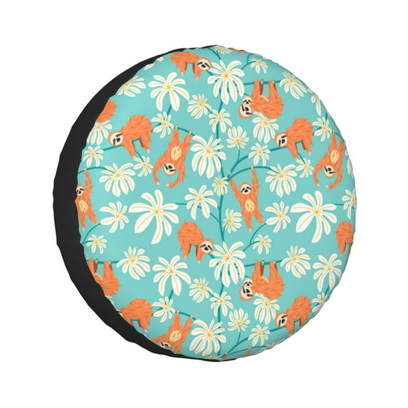 Kdxio Cute Sloth on Floral Tree for Tire Cover Wheel Protectors Tyre Covers Weatherproof Wheel Covers Universal Fit for Trailer Rv SUV Truck Camper Travel Trailers 14 inch