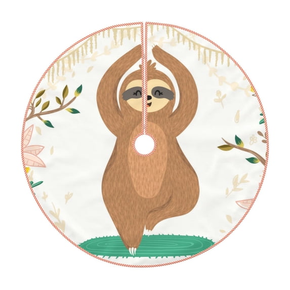 Kdxio Cute Sloth In Yoga Pose Tree Print Christmas Tree Skirt Christmas Xmas Tree Skirts Mat for New Year Holiday Christmas Party Decorations-36"