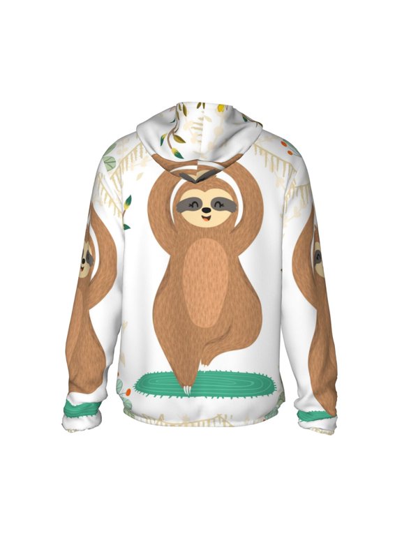 Cute Sloth In Yoga Pose Tree Print Women Men Sun Protection UPF 50+ Jackets Zip Up Long Sleeve Hoodie Hiking Lightweight with Pockets