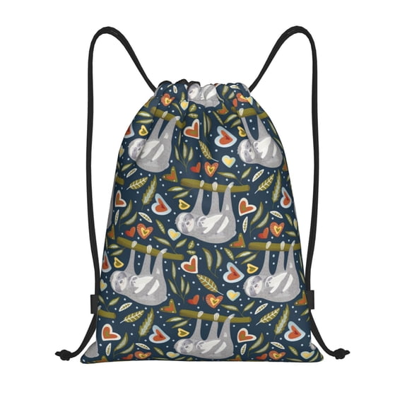 Kdxio Cute Sloth Print Drawstring Backpack Bag,Waterproof Draw String Back Sack, Gym Drawstring Bags Swim Bag For Unisex