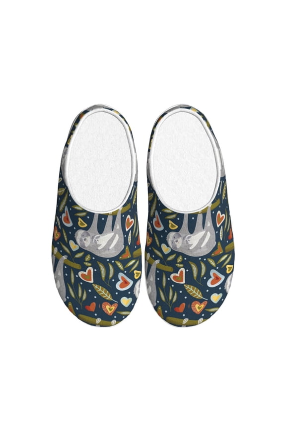 Cute Sloth Women's Men's Slippers Plush Slip-On House Slipper for Winter Indoor Soft Cushion Non-slip Fluffy Slides Slippers-35/36