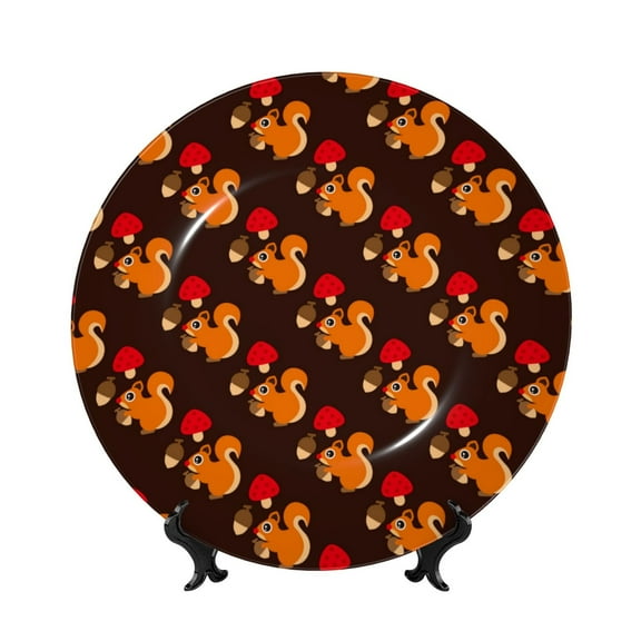 Kdxio Cute Squirrel Bone China Decorative Plate Ceramic Decorative Plate for Home Office Wall Stand Decorative Plates for Home Bedroom-10in