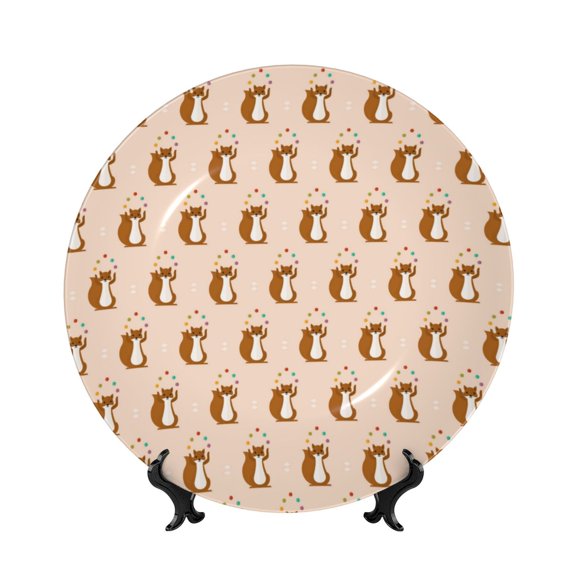 Kdxio Cute Squirrel Bone China Decorative Plate Ceramic Decorative Plate for Home Office Wall Stand Decorative Plates for Home Bedroom-10in