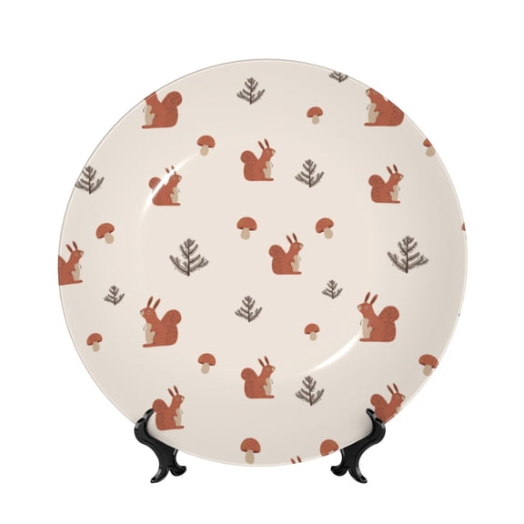 Kdxio Cute Squirrel Bone China Decorative Plate Ceramic Decorative Plate for Home Office Wall Stand Decorative Plates for Home Bedroom-6in