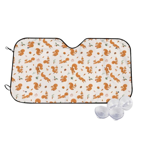 Kdxio Cute Squirrel Fall Print Windshield Sun Shade,UV Rays and Sun Heat Protection,Sunshade for Car Windshield,Car Shade Front Windshield - Medium