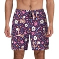 thumbnail image 1 of Kdxio Cute Squirrel Floral Print Men's Swim Trunks with Compression Liner 7 Inch Inseam Quick Dry Swim Shorts, 1 of 7
