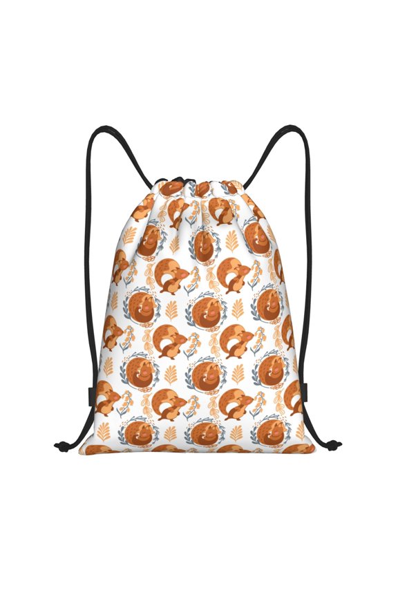 Cute Squirrel Print Drawstring Backpack Bag,Waterproof Draw String Back Sack, Gym Drawstring Bags Swim Bag For Unisex
