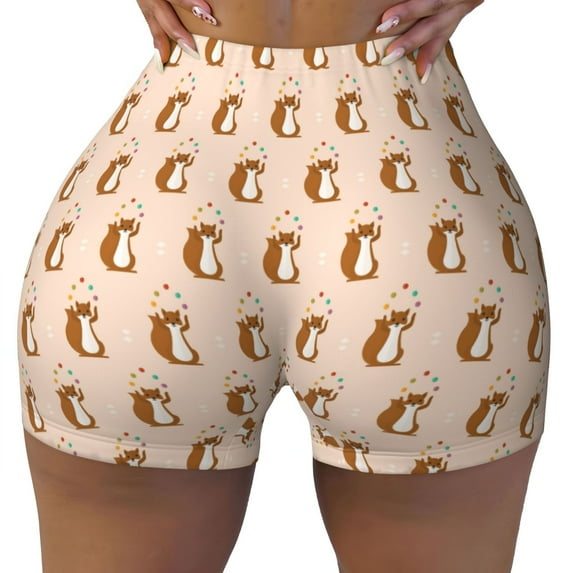 Kdxio Cute Squirrel Print Workout Shorts for Women Seamless Soft Smooth Gym Yoga Scrunch Active Shorts