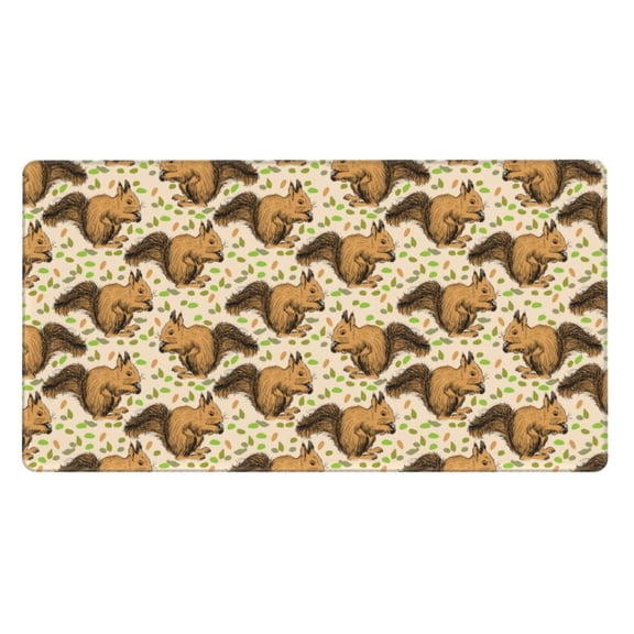 Kdxio Cute Squirrel with Green Leaves Print Large Gaming Mouse Pad,Non-Slip Base,Water Resist Keyboard Pad for Gamer,Office & Home,29.5 x 15.8 in