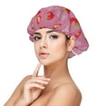 thumbnail image 1 of Kdxio Cute Strawberry Pattern Satin Bonnet Silk Bonnet Hair Bonnet for Sleeping Hair Bonnets for Women Curly Natural Hair, 1 of 6
