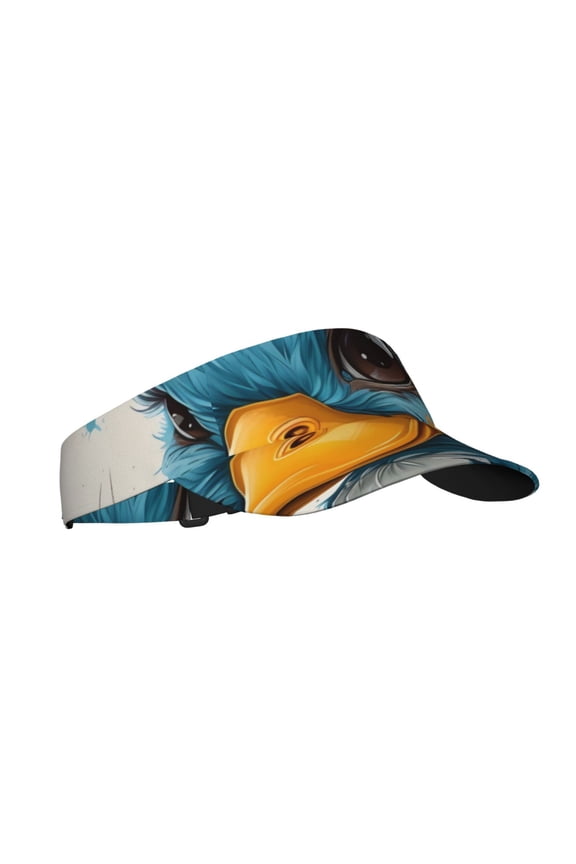 Cute Sunflower Blue Duck Print Sun Visor Hat Golf Visor Adjustable Velcro Outdoor Sports Cap for Men Women