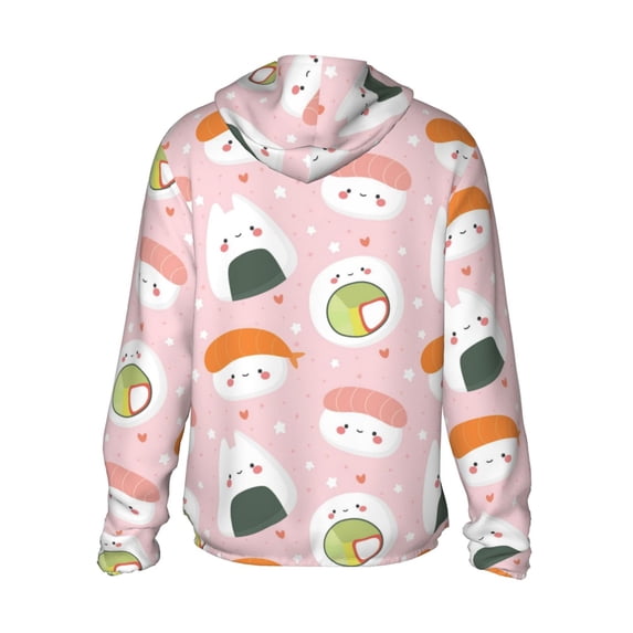 Kdxio Cute Sushi Print Women Men Sun Protection UPF 50+ Jackets Zip Up Long Sleeve Hoodie Hiking Lightweight with Pockets
