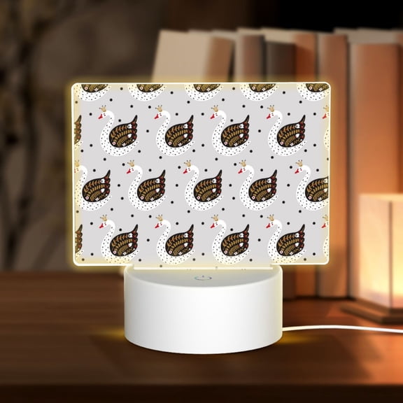 Kdxio Cute Swan Rectangular Acrylic Night Light Acrylic Sleep Night Light Friend Gifts for Birthday Gifts for Women Teens Boys Girls