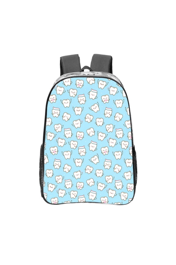 Cute Teeth Clear Backpack, Transparent Bookbag for School for Women Men, Capacity Clear Bag for College, Travel