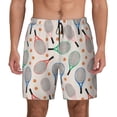 thumbnail image 1 of Kdxio Cute Tennis Racket Print Men's Swim Trunks with Compression Liner 7 Inch Inseam Quick Dry Swim Shorts, 1 of 7