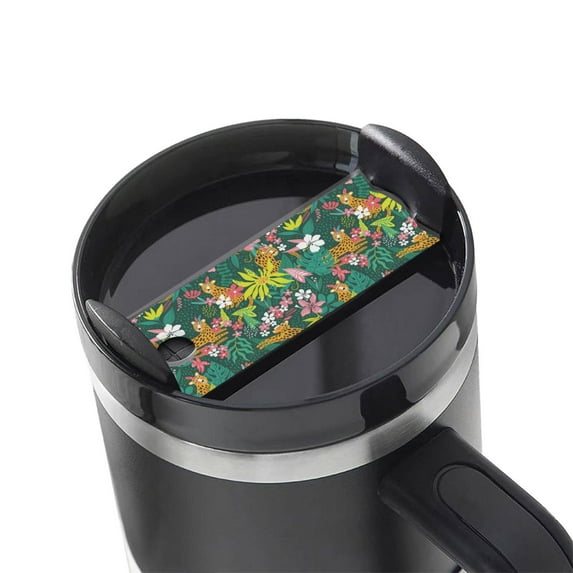 Kdxio Cute Tribal Leopards Name Plate Compatible Stanley Cups Name Tag Acrylic Nameplate Tumbler Lid Topper for Cup Accessories