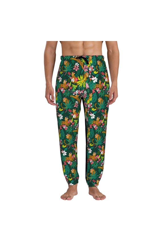 Cute Tribal Leopards Pattern Joggers,Sweatpants for Men with Pockets-Medium