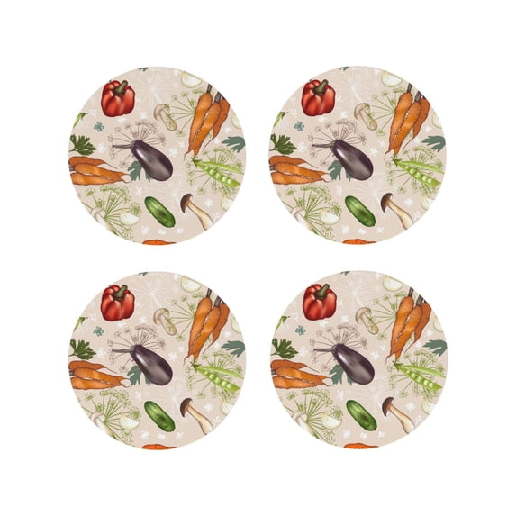 Kdxio Cute Vegetables Funny Coasters,4 Pcs Leather Coasters,Housewarming Gifts,Protect Furniture From Water Marks Scratch And Damage