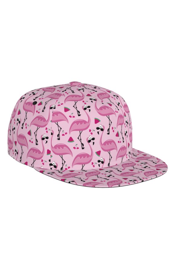 Cute Watermelon Flamingo Print Snapback Hat for Men Women,Adjustable Baseball Cap
