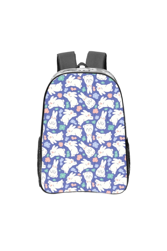 Cute White Rabbit Clear Backpack, Transparent Bookbag for School for Women Men, Capacity Clear Bag for College, Travel