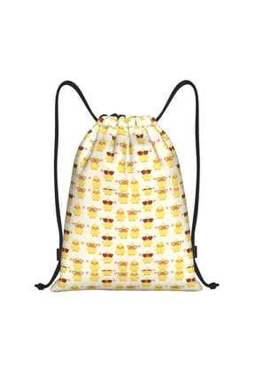 Cute Yellow Duck Print Drawstring Backpack Bag,Waterproof Draw String Back Sack, Gym Drawstring Bags Swim Bag For Unisex