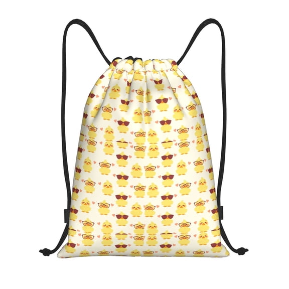 Kdxio Cute Yellow Duck Print Drawstring Backpack Bag,Waterproof Draw String Back Sack, Gym Drawstring Bags Swim Bag For Unisex