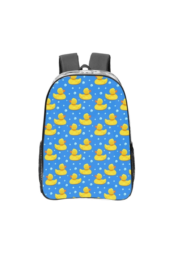 Cute Yellow Rubber Ducks Clear Backpack, Transparent Bookbag for School for Women Men, Capacity Clear Bag for College, Travel