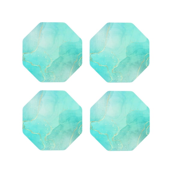 Kdxio Cyan Mint Marble Funny Coasters,4 Pcs Leather Coasters,Housewarming Gifts,Protect Furniture from Water Marks Scratch and Damage