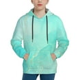 thumbnail image 1 of Kdxio Cyan Mint Marble Pattern Boys Athletic Unisex Boys Girls Hoodie with Pocket Sweatshirts-Medium, 1 of 6