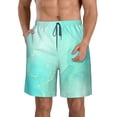 thumbnail image 1 of Kdxio Cyan Mint Marble Pattern Mens Casual Shorts - Drawstring Summer Beach Sports Shorts for Men, 1 of 5