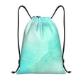thumbnail image 1 of Kdxio Cyan Mint Marble Print Drawstring Backpack Bag,Waterproof Draw String Back Sack, Gym Drawstring Bags Swim Bag For Unisex, 1 of 5