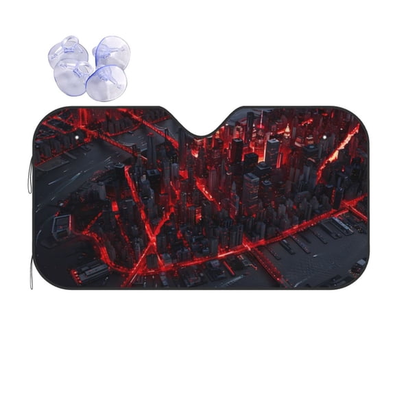Kdxio Cyberpunk Cityscape Lights Print Front Windshield Sun Shade,Folding Auto Sunshade for Car Truck SUV-Small