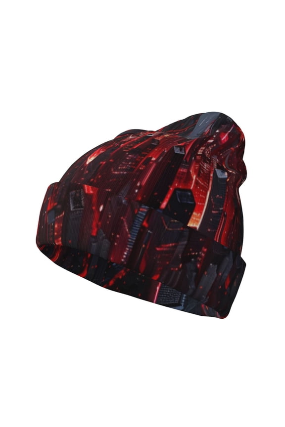 Cyberpunk Cityscape Lights Winter Beanie for Men Women Beanie Knit Hat Cuffed Cap Beanie Knit Chunky Snow Cap