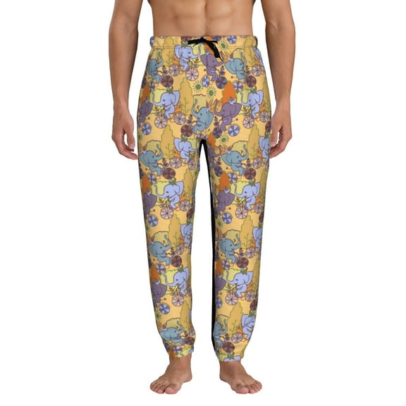 Kdxio Cycling Elephant On Bicycle In Park Pattern Joggers,Sweatpants for Men with Pockets-Small