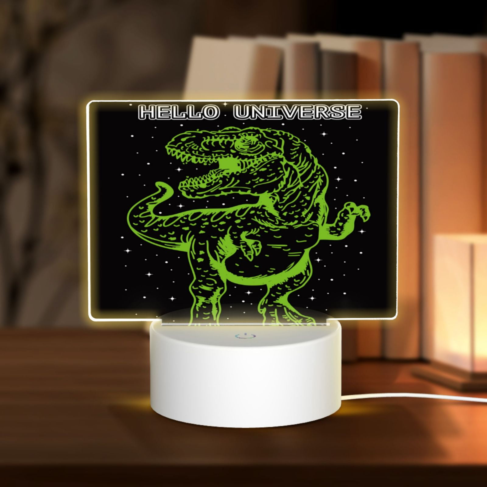 Kdxio DINOSAUR IN SPACE Rectangular Acrylic Night Light Acrylic Sleep Night Light Friend Gifts for Birthday Gifts for Women Teens Boys Girls