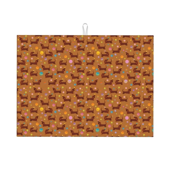 Kdxio Dachshund And Ball for Dish Drying Mat,24*18 inch Absorbent Dish Drainer Kitchen Counter,Large Size Dish Drying Pad for Countertops,Draining Racks