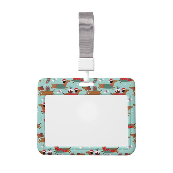 Kdxio Dachshund Christmas Play Card Badge Holder Work Badge Sleeve for Office, School, Factory, ID Credit Cards, Driver Licenses and Passes