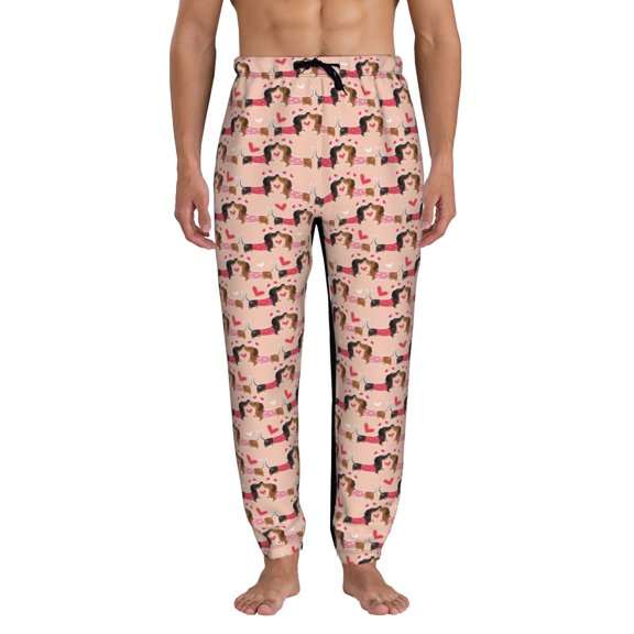 Kdxio Dachshund Couple Pattern Joggers,Sweatpants for Men with Pockets-Small