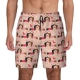thumbnail image 1 of Kdxio Dachshund Couple Print Men's Swim Trunks with Compression Liner 7 Inch Inseam Quick Dry Swim Shorts, 1 of 7