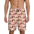 thumbnail image 1 of Kdxio Dachshund Couple Print Mens Sleep Shorts Bottoms Soft Comfy Pajama Wear Pants with Drawstring Pockets, 1 of 7