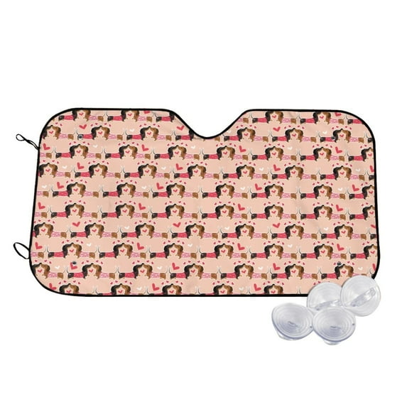 Kdxio Dachshund Couple Print Windshield Sun Shade,UV Rays and Sun Heat Protection,Sunshade for Car Windshield,Car Shade Front Windshield -