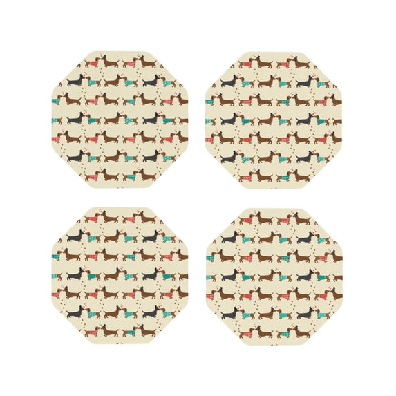 Kdxio Dachshund Dog Funny Coasters,4 Pcs Leather Coasters,Housewarming Gifts,Protect Furniture from Water Marks Scratch and Damage