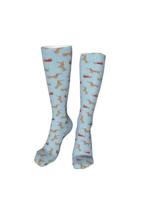 Dachshund Dog Funny Silky Novelty Funky Long Knee High Socks Soft 3D Print Cosplay Crazy Stockings for Men Women