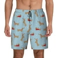 thumbnail image 1 of Kdxio Dachshund Dog Print Men's Swim Trunks with Compression Liner 7 Inch Inseam Quick Dry Swim Shorts, 1 of 7