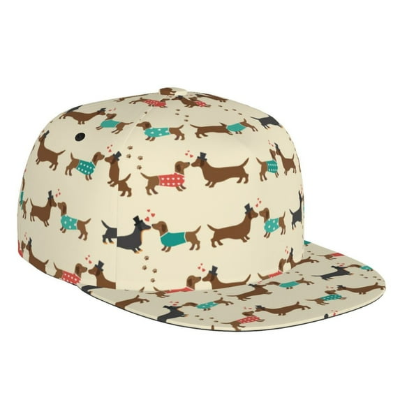 Kdxio Dachshund Dog Print Snapback Hat for Men Women,Adjustable Baseball Cap