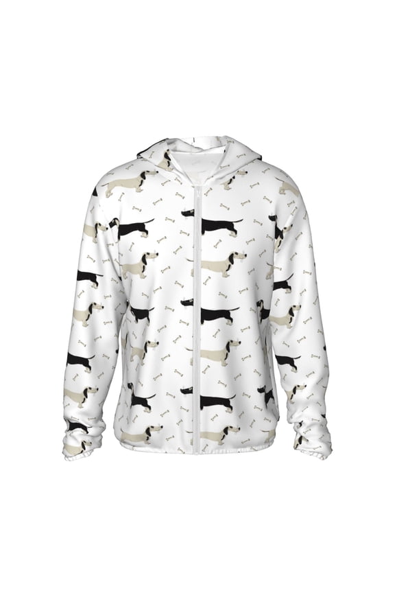 Dachshund Dog Print Women Men Sun Protection UPF 50+ Jackets Zip Up Long Sleeve Hoodie Hiking Lightweight with Pockets